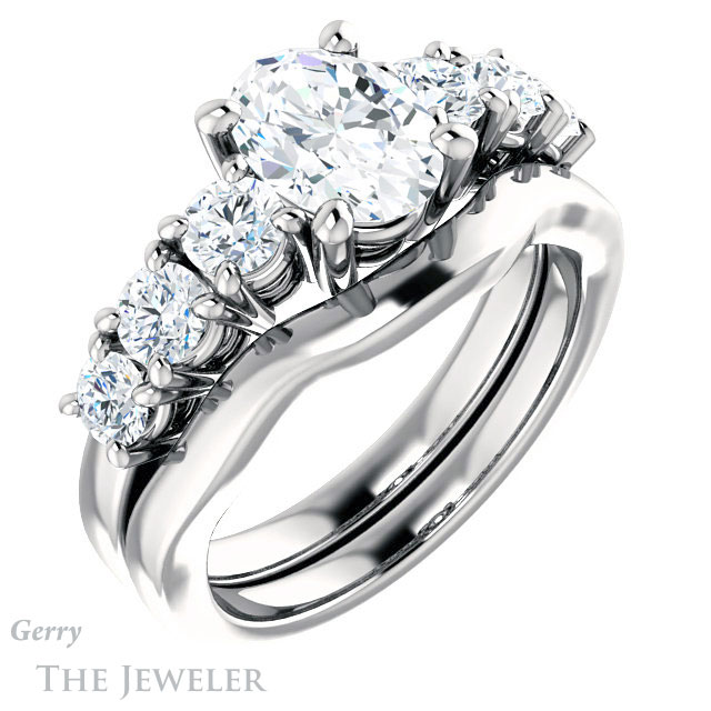 Oval Shaped Forever One Moissanite Engagement Ring #GTJ1217-oval-fo-w | Gerry The Jeweler Oval Shaped Forever One Moissanite Engagement Ring #GTJ1217-oval-fo-w