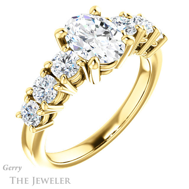 Oval Shaped Forever One Moissanite Engagement Ring #GTJ1217-oval-fo-y | Gerry The Jeweler Oval Shaped Forever One Moissanite Engagement Ring #GTJ1217-oval-fo-y