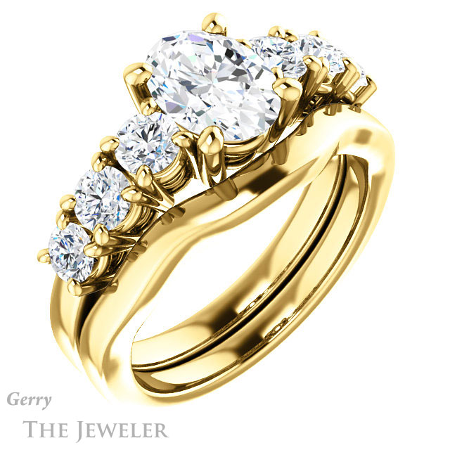 Oval Shaped Forever One Moissanite Engagement Ring #GTJ1217-oval-fo-y | Gerry The Jeweler Oval Shaped Forever One Moissanite Engagement Ring #GTJ1217-oval-fo-y