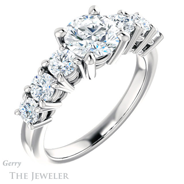 Round Cut Forever One Moissanite Engagement Ring #GTJ1217-round-fo-w | Gerry The Jeweler Round Cut Forever One Moissanite Engagement Ring #GTJ1217-round-fo-w