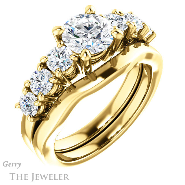 Round Cut Forever One Moissanite Engagement Ring #GTJ1217-round-fo-y | Gerry The Jeweler Round Cut Forever One Moissanite Engagement Ring #GTJ1217-round-fo-y