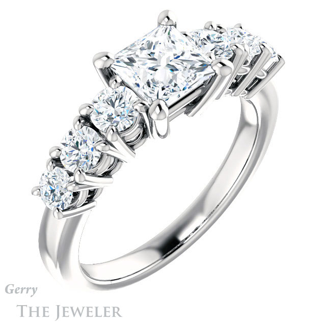 Princess Cut Forever One Moissanite Engagement Ring #GTJ1217-square-fo-w | Gerry The Jeweler Princess Cut Forever One Moissanite Engagement Ring #GTJ1217-square-fo-w