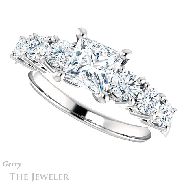 Princess Cut Forever One Moissanite Engagement Ring #GTJ1217-square-fo-w | Gerry The Jeweler Princess Cut Forever One Moissanite Engagement Ring #GTJ1217-square-fo-w