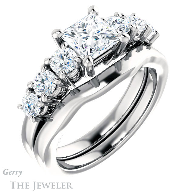 Princess Cut Forever One Moissanite Engagement Ring #GTJ1217-square-fo-w | Gerry The Jeweler Princess Cut Forever One Moissanite Engagement Ring #GTJ1217-square-fo-w