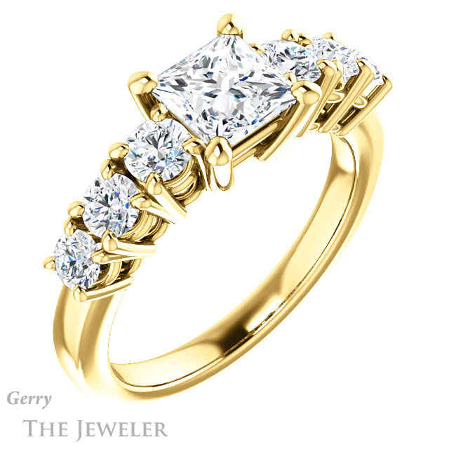 Princess Cut Forever One Moissanite Engagement Ring #GTJ1217-square-fo-y | Gerry The Jeweler Princess Cut Forever One Moissanite Engagement Ring #GTJ1217-square-fo-y