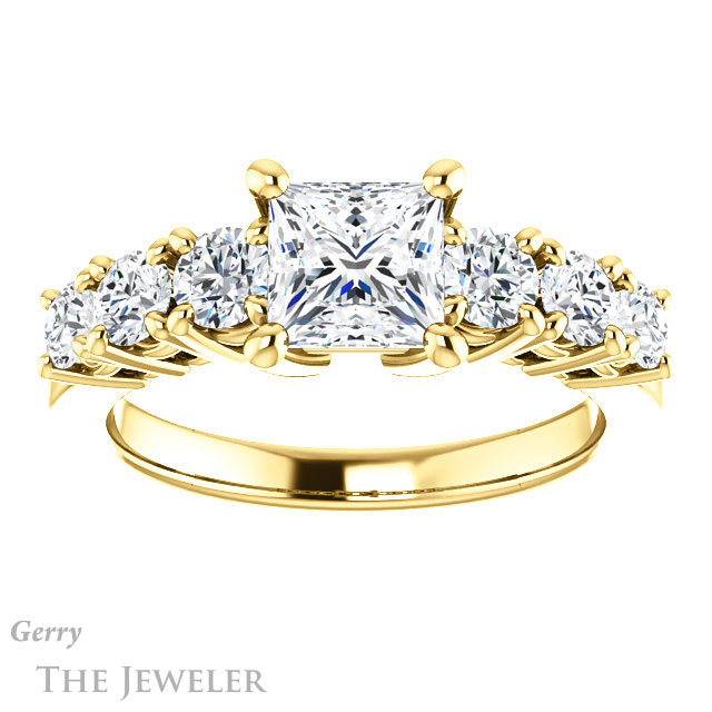 Princess Cut Forever One Moissanite Engagement Ring #GTJ1217-square-fo-y | Gerry The Jeweler Princess Cut Forever One Moissanite Engagement Ring #GTJ1217-square-fo-y