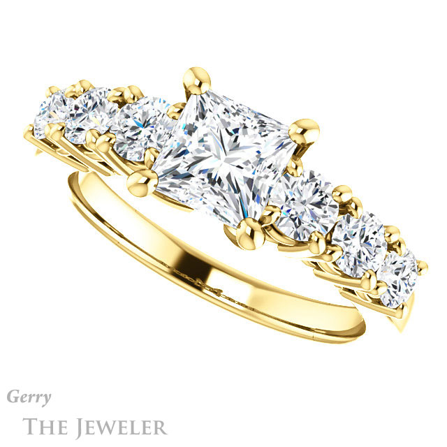 Princess Cut Forever One Moissanite Engagement Ring #GTJ1217-square-fo-y | Gerry The Jeweler Princess Cut Forever One Moissanite Engagement Ring #GTJ1217-square-fo-y