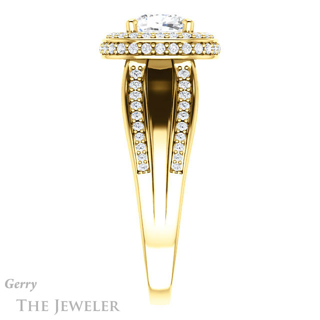 Cushion Cut Forever One Moissanite Engagement Ring #GTJ1218-cushion-fo-y | Gerry The Jeweler Cushion Cut Forever One Moissanite Engagement Ring #GTJ1218-cushion-fo-y