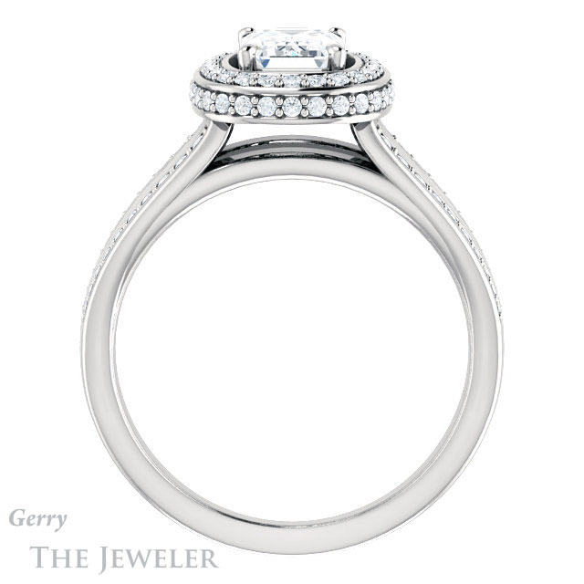 Emerald Cut Forever One Moissanite Engagement Ring #GTJ1218-emerald-fb-w | Gerry The Jeweler Emerald Cut Forever Brilliant Moissanite Engagement Ring #GTJ1218-emerald-fb-w