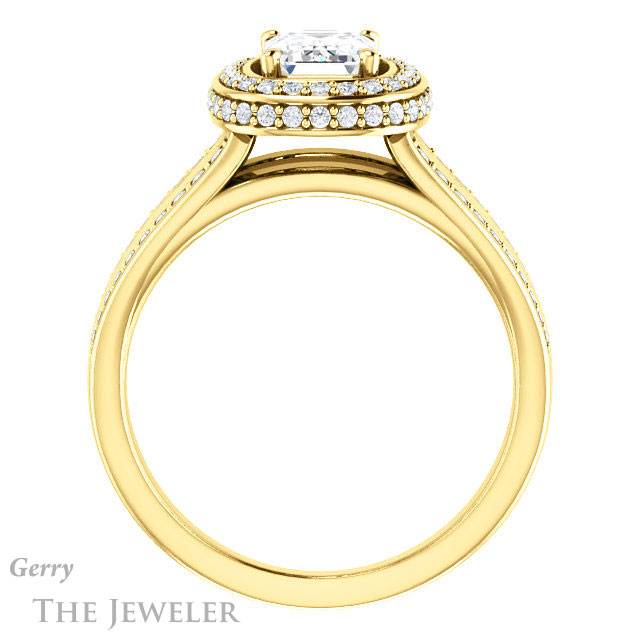 Emerald Cut Forever One Moissanite Engagement Ring #GTJ1218-emerald-fb-y | Gerry The Jeweler Emerald Cut Forever Brilliant Moissanite Engagement Ring #GTJ1218-emerald-fb-y