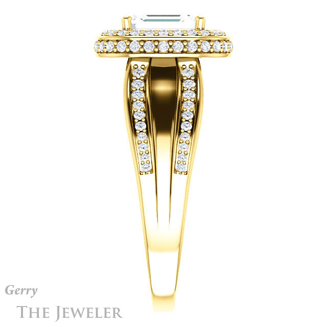 Emerald Cut Forever One Moissanite Engagement Ring #GTJ1218-emerald-fb-y | Gerry The Jeweler Emerald Cut Forever Brilliant Moissanite Engagement Ring #GTJ1218-emerald-fb-y
