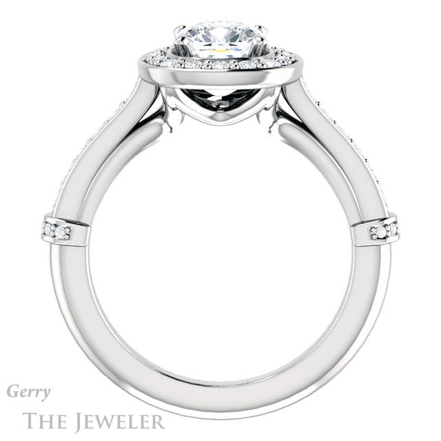 Cushion Cut Forever One Moissanite Engagement Ring #GTJ1219-cushion-fo-w | Gerry The Jeweler Cushion Cut Forever One Moissanite Engagement Ring #GTJ1219-cushion-fo-w