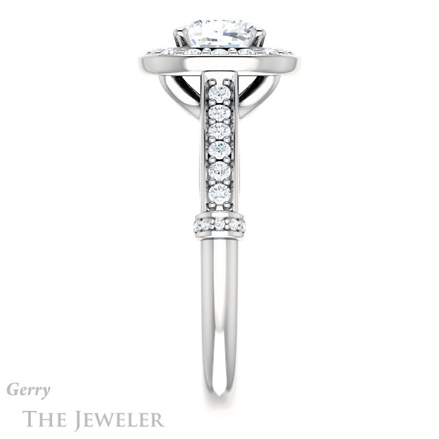 Cushion Cut Forever One Moissanite Engagement Ring #GTJ1219-cushion-fo-w | Gerry The Jeweler Cushion Cut Forever One Moissanite Engagement Ring #GTJ1219-cushion-fo-w