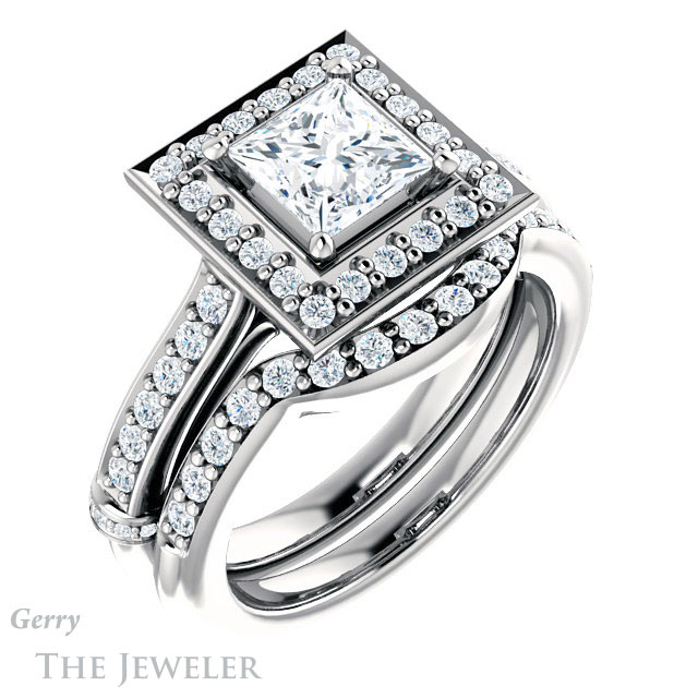 Princess Cut Forever One Moissanite Engagement Ring #GTJ1219-square-fo-w | Gerry The Jeweler Princess Cut Forever One Moissanite Engagement Ring #GTJ1219-square-fo-w