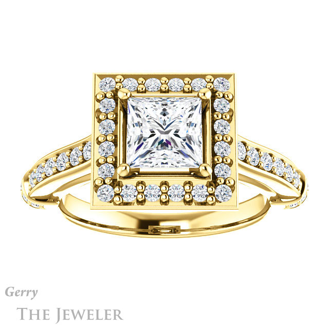 Princess Cut Forever One Moissanite Engagement Ring #GTJ1219-square-fo-y | Gerry The Jeweler Princess Cut Forever One Moissanite Engagement Ring #GTJ1219-square-fo-y