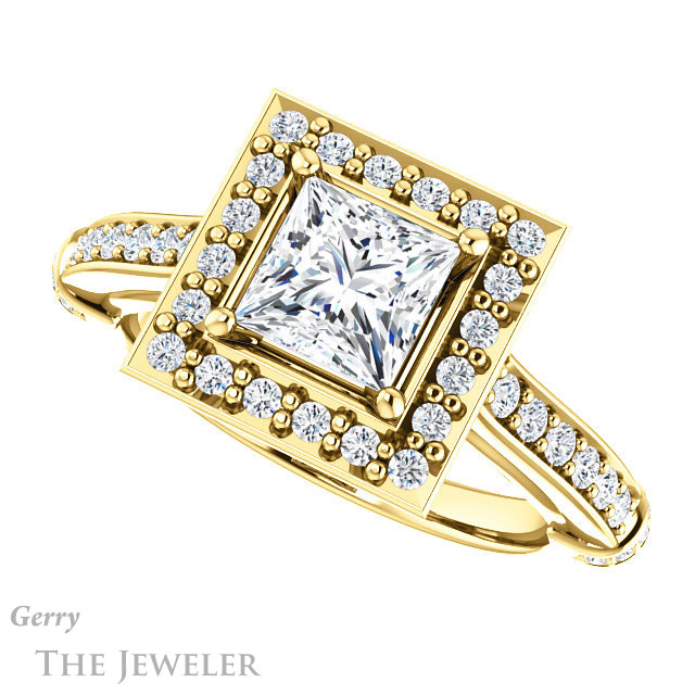 Princess Cut Forever One Moissanite Engagement Ring #GTJ1219-square-fo-y | Gerry The Jeweler Princess Cut Forever One Moissanite Engagement Ring #GTJ1219-square-fo-y