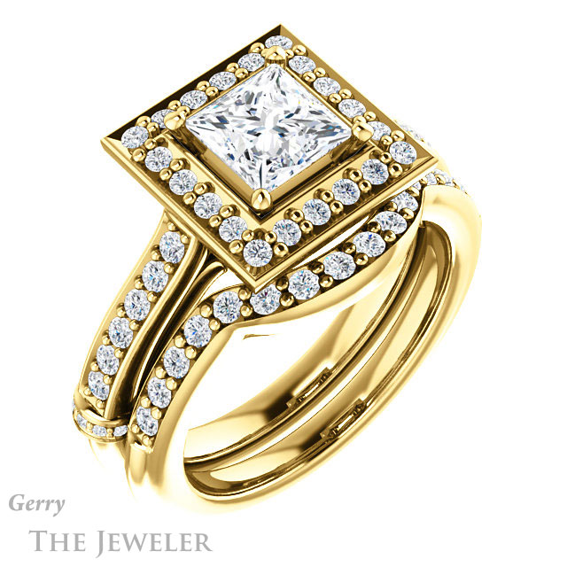 Princess Cut Forever One Moissanite Engagement Ring #GTJ1219-square-fo-y | Gerry The Jeweler Princess Cut Forever One Moissanite Engagement Ring #GTJ1219-square-fo-y