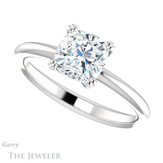Cushion Cut Forever One Moissanite Engagement Ring #GTJ1220-cushion-fo-w