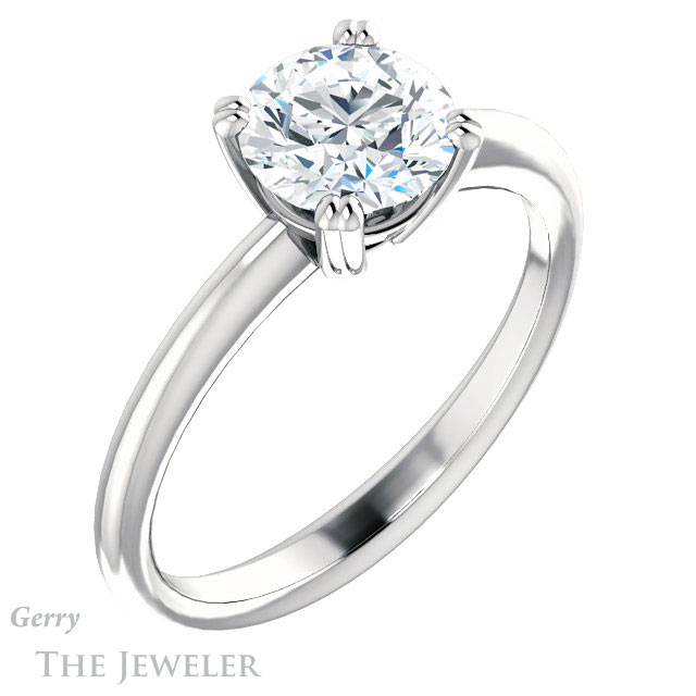 Round Cut Forever One Moissanite Engagement Ring #GTJ1220-round-fo-w