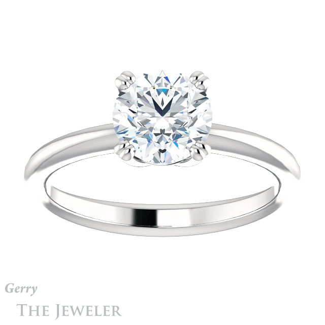 Round Cut Forever One Moissanite Engagement Ring #GTJ1220-round-fo-w