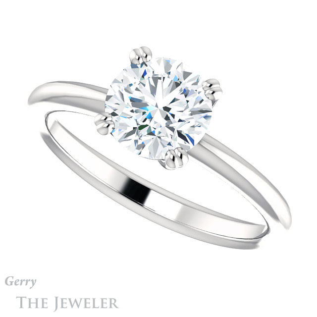 Round Cut Forever One Moissanite Engagement Ring #GTJ1220-round-fo-w