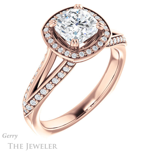 Cushion Cut Forever One Moissanite Engagement Ring #GTJ1221-cushion-fo-r