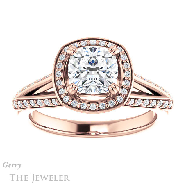 Cushion Cut Forever One Moissanite Engagement Ring #GTJ1221-cushion-fo-r