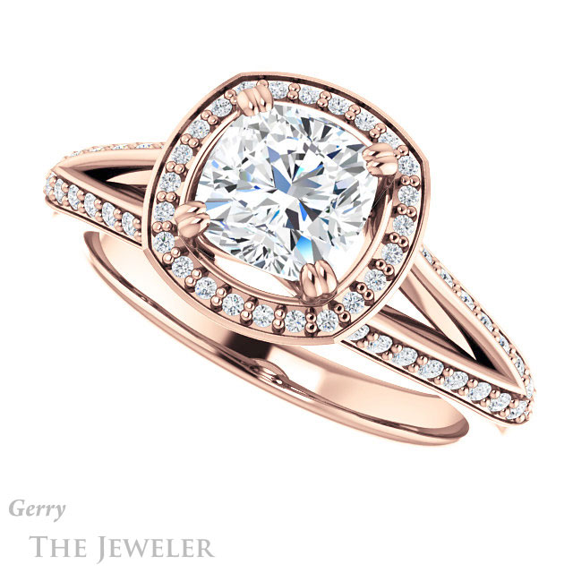 Cushion Cut Forever One Moissanite Engagement Ring #GTJ1221-cushion-fo-r