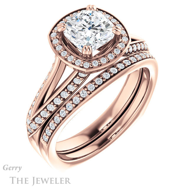 Cushion Cut Forever One Moissanite Engagement Ring #GTJ1221-cushion-fo-r