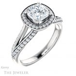 Cushion Cut Forever One Moissanite Engagement Ring #GTJ1221-cushion-fo-w 4 Cushion Cut Forever One Moissanite Engagement Ring #GTJ1221-cushion-fo-w