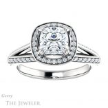 Cushion Cut Forever One Moissanite Engagement Ring #GTJ1221-cushion-fo-w 1 Cushion Cut Forever One Moissanite Engagement Ring #GTJ1221-cushion-fo-w