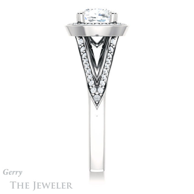 Cushion Cut Forever One Moissanite Engagement Ring #GTJ1221-cushion-fo-w 3 Cushion Cut Forever One Moissanite Engagement Ring #GTJ1221-cushion-fo-w