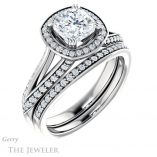 Cushion Cut Forever One Moissanite Engagement Ring #GTJ1221-cushion-fo-w 6 Cushion Cut Forever One Moissanite Engagement Ring #GTJ1221-cushion-fo-w