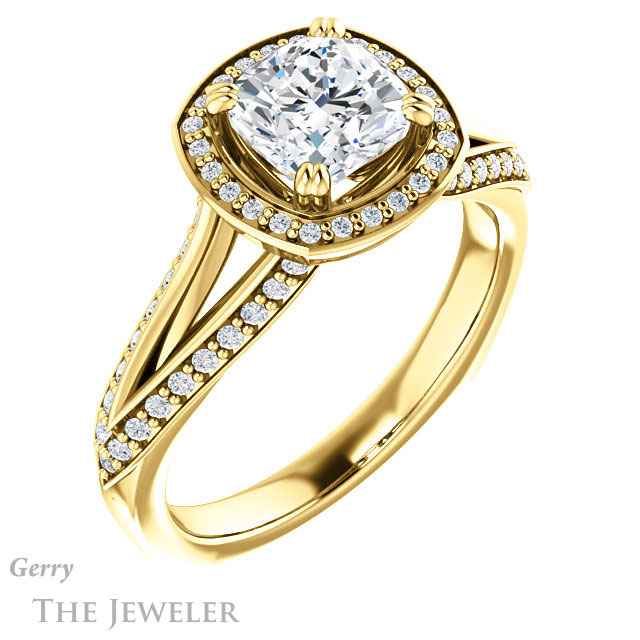 Cushion Cut Forever One Moissanite Engagement Ring #GTJ1221-cushion-fo-y