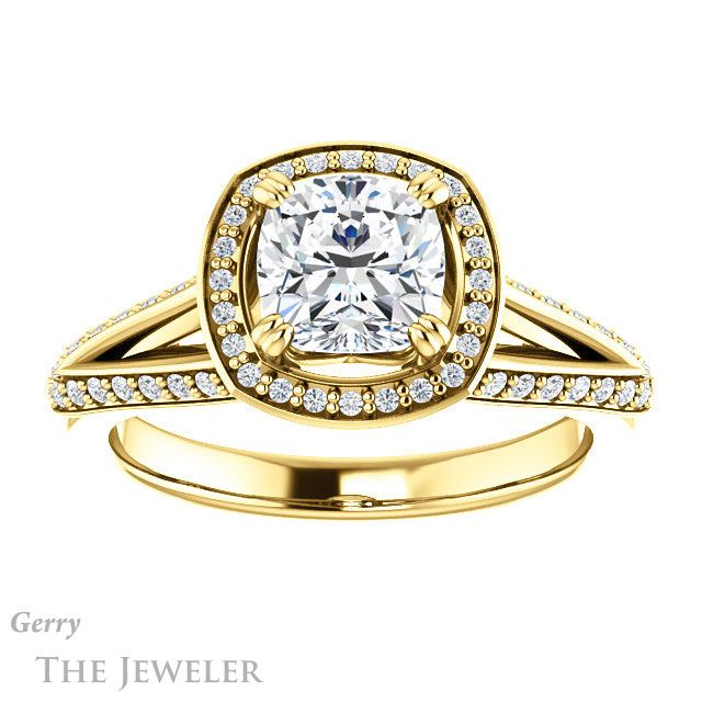 Cushion Cut Forever One Moissanite Engagement Ring #GTJ1221-cushion-fo-y