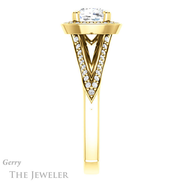Cushion Cut Forever One Moissanite Engagement Ring #GTJ1221-cushion-fo-y