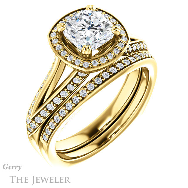 Cushion Cut Forever One Moissanite Engagement Ring #GTJ1221-cushion-fo-y