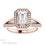 Emerald Cut Forever One Moissanite Engagement Ring #GTJ1221-emerald-fb-r 1 Emerald Cut Forever Brilliant Moissanite Engagement Ring #GTJ1221-emerald-fb-r