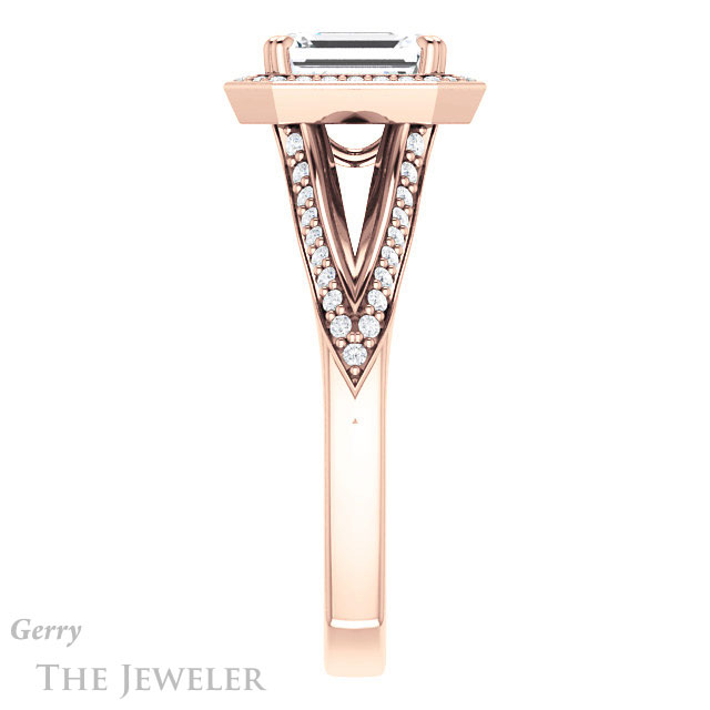Emerald Cut Forever One Moissanite Engagement Ring #GTJ1221-emerald-fb-r 3 Emerald Cut Forever Brilliant Moissanite Engagement Ring #GTJ1221-emerald-fb-r