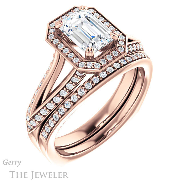 Emerald Cut Forever One Moissanite Engagement Ring #GTJ1221-emerald-fb-r 6 Emerald Cut Forever Brilliant Moissanite Engagement Ring #GTJ1221-emerald-fb-r