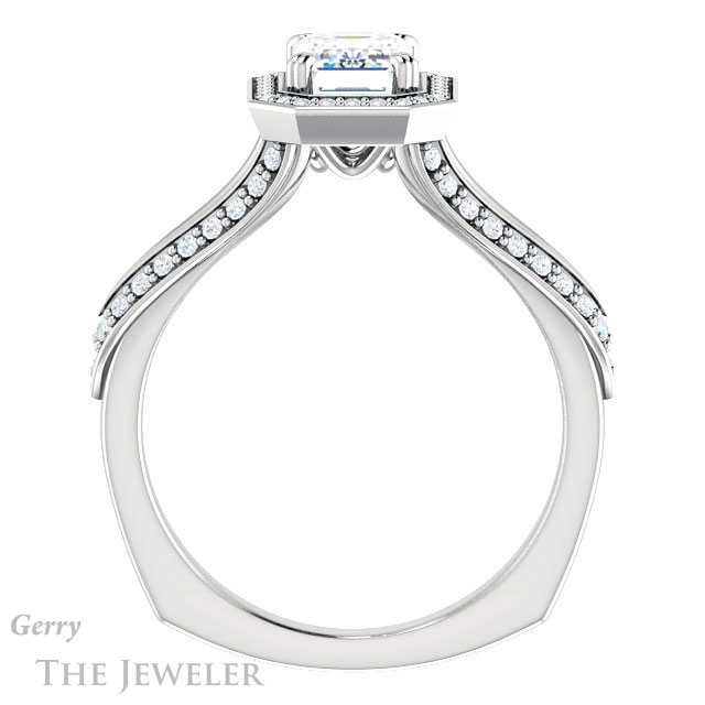 Emerald Cut Forever Brilliant Moissanite Engagement Ring #GTJ1221-emerald-fb-w