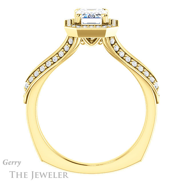 Emerald Cut Forever Brilliant Moissanite Engagement Ring #GTJ1221-emerald-fb-y