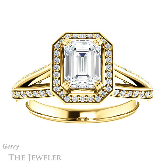 Emerald Cut Forever Brilliant Moissanite Engagement Ring #GTJ1221-emerald-fb-y