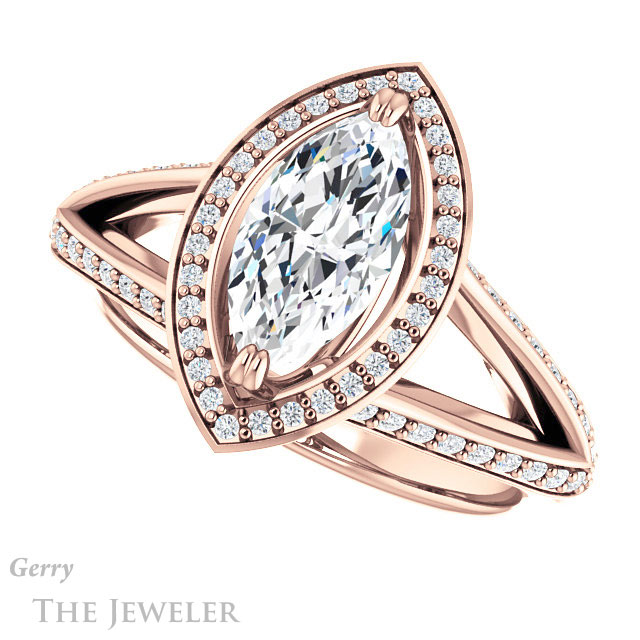 Marquise Cut Forever Brilliant Moissanite Engagement Ring #GTJ1221-marquise-fb-r