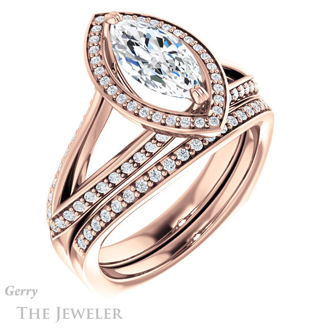 Marquise Cut Forever Brilliant Moissanite Engagement Ring #GTJ1221-marquise-fb-r