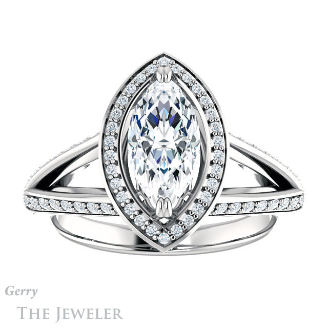Marquise Cut Forever Brilliant Moissanite Engagement Ring #GTJ1221-marquise-fb-w
