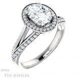 Oval Shaped Forever One Moissanite Engagement Ring #GTJ1221-oval-fo-w