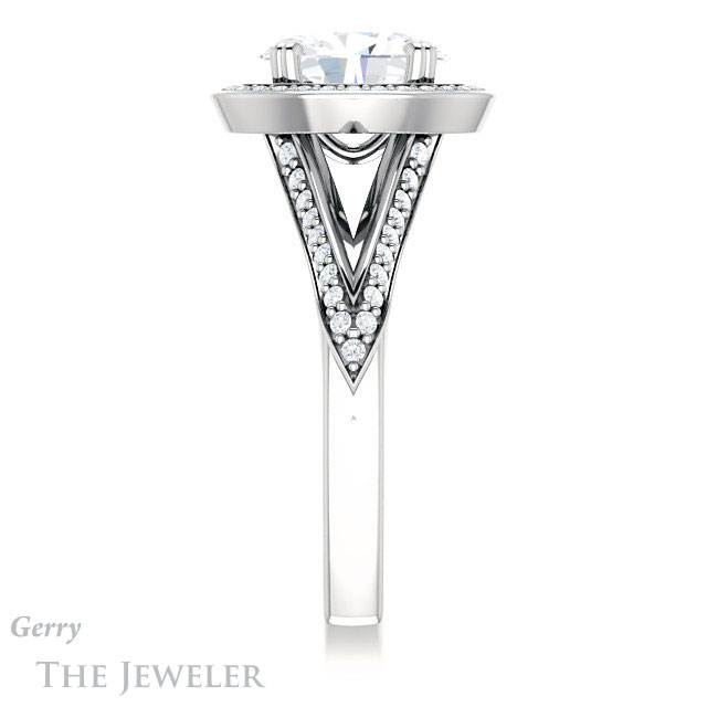 Oval Shaped Forever One Moissanite Engagement Ring #GTJ1221-oval-fo-w