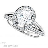 Oval Shaped Forever One Moissanite Engagement Ring #GTJ1221-oval-fo-w