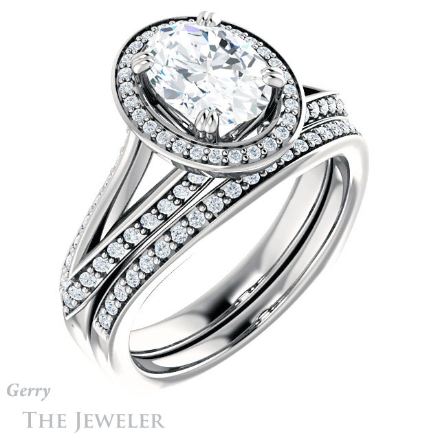 Oval Shaped Forever One Moissanite Engagement Ring #GTJ1221-oval-fo-w